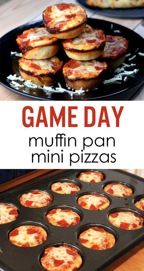 Baby Shower Food Ideas Lunch, Food Ideas Lunch, Mini Muffin Tin Recipes, Muffin Pan Pizza, Mini Pizza Recipes, Muffin Cups Recipes, Muffin Pan Recipes, Baby Shower Food Ideas, Healthy Superbowl Snacks