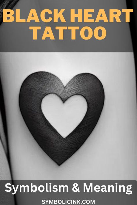 Black Heart Tattoo Meaning & Symbolism Black And Red Heart Tattoo, Solid Black Heart Tattoo, Black Heart Meaning, Dark Heart Tattoo, Heart Symbol Meaning, Heart Tattoo Meaning, Black Heart Tattoo, Loss Of Innocence, Finger Meaning