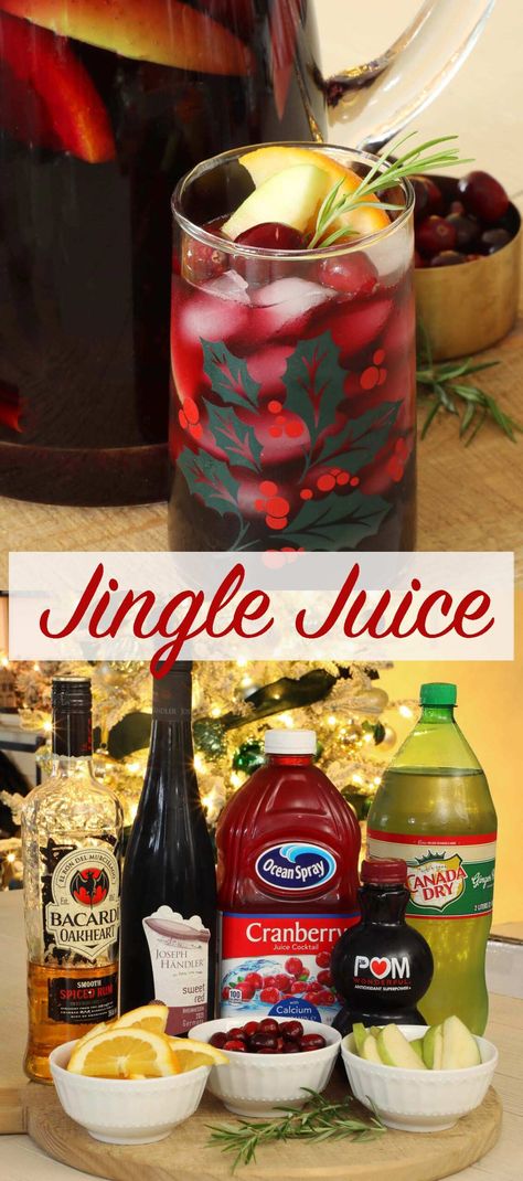 Holiday Rum Punch, Jingle Juice Recipe, Christmas Sangria Recipes, White Wine Sangria Recipe, Jingle Juice, Holiday Sangria, Christmas Drinks Recipes, Christmas Sangria, Rum Punch Recipes