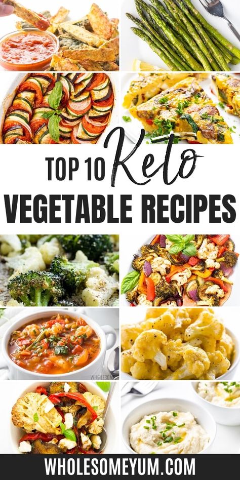 Top 10 Keto Vegetable Recipes - Plus, the ultimate guide to the best low carb vegetables to eat on keto, including a list with net carb counts, what to avoid, the 10 best low carb veggie recipes, and more recipe ideas. #wholesomeyum #ketovegetables #ketorecipes #lowcarbvegetables #veggies #vegetables Keto Vegetable Recipes, Veggies List, Low Carb Vegetables List, Keto Veggie Recipes, Carbs In Vegetables, Vegetables List, Keto Friendly Vegetables, Keto Vegetables, List Of Vegetables