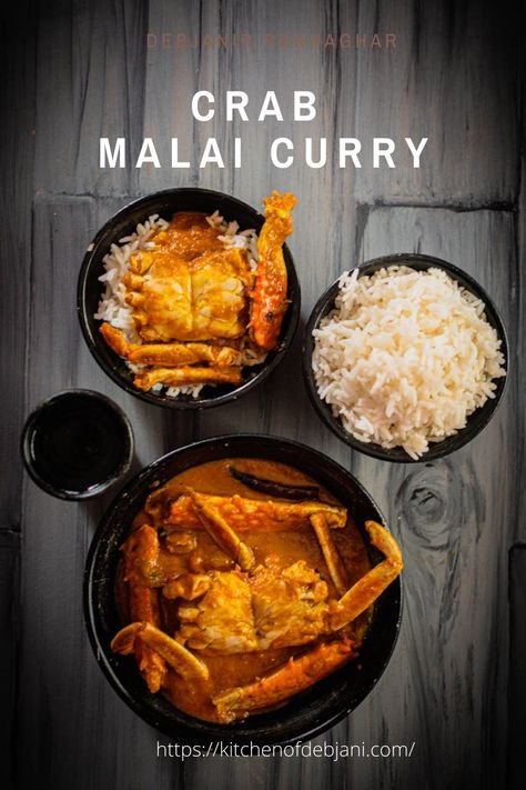 Indian Crab Curry, Crab Curry Recipe Coconut Milk, Chingri Malai Curry, Crab Curry Recipe, Recipe Coconut Milk, Malai Curry, Curry Crab, Crab Curry, Coconut Curry Recipes