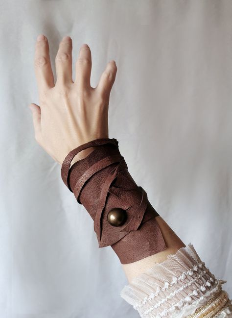 Leather Braclet, Costume Closet, Fancy Collar, Medieval Fair, Medieval Cosplay, Leather Wrist Cuff, Arm Wear, Medieval Festival, Goth Earrings