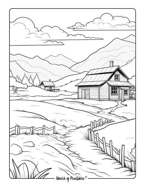 Landscape Coloring Pages, Jungle Coloring Pages, Landscapes Mountains, Forest Coloring Pages, World Of Printables, Natural Scenes, Beach Coloring Pages, Anime Face Drawing, Garden Coloring Pages