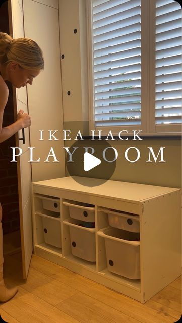 Geaneve McGeown|| Homestyling|| Renovation|| Manchester UK on Instagram: "Our playroom is for PLAYING & that’s why we are up cycling IKEA furniture here.

Using my window wall has enabled me to fit more furniture into the playroom, although not great for content creation as the light is effecting the reel quality.

Using two trofast units & a piece of laminated wood which I had cut to size @bandq_uk  I’ve created a desk for my son to draw, build legos & play with his play dough.

I painted his IKEA chair too & added some black stickers to the storage boxes I am pleased with how it has turned out 

#ikeahack #playroomideas #playroomorganization #ikeahacks #playroomdecor #playroominspo #playroom #kidsroominspo" Ikea Trofast Kids Room, Ikea Trofast Desk Hack, Playmobil Storage Ideas, Playroom With Tv, Ikea Trofast Desk, Trofast Kids Room, Trofast Desk, Lego Wall Storage, Trofast Ikea Kids