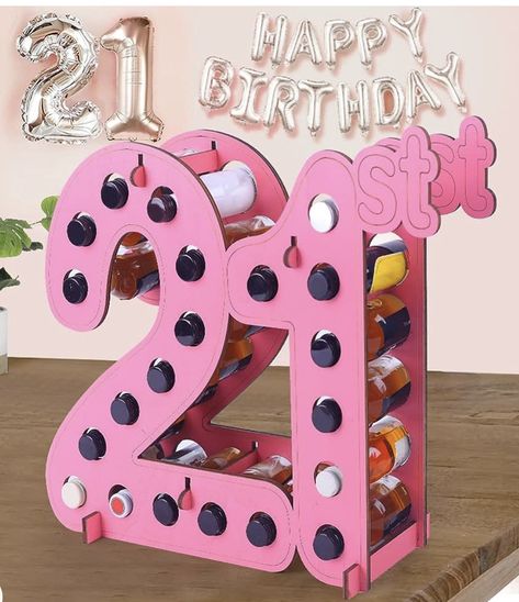 21 mini bottle decor 21st Birthday Centerpieces, Table Decorations For Party, Liquor Bottle Holder, 21st Birthday Favors, 21st Birthday Basket, Alcohol Gift Baskets, Liquor Bouquet, 21st Birthday Themes, Photo Shoot Props