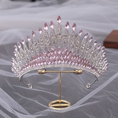 Bridal Crown Tiara, Tiara Hair, Crown For Women, Crystal Bridal Tiaras, Crystal Tiara, Rhinestone Crown, Bride Hair, Pink Bridal, Silver Crown