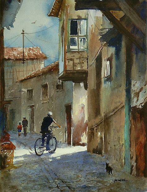 Mineke Reinders Vladislav Yeliseyev, Watercolor City, Watercolor Architecture, Architecture Painting, 수채화 그림, Cityscape Painting, Dutch Artists, Amazing Art Painting, Urban Sketching