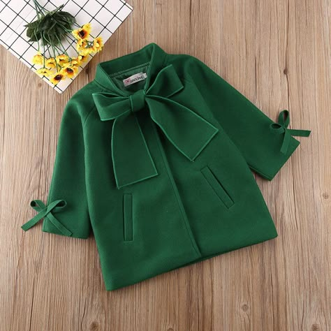 Elegance Style, Christmas Gift Idea, Kids Coats, Green Coat, Spring Jackets, Woolen Coat, Street Style Chic, Girl Coat