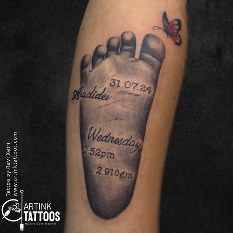 Baby foot print tattoo_baby footprint tattoos are meant to memorialize the birth of your child Baby Foot Print Tattoo, Foot Print Tattoo, Footprint Tattoos, Baby Footprint Tattoo, Tattoo Baby, Baby Footprint, Foot Print, Baby Footprints, Baby Tattoos