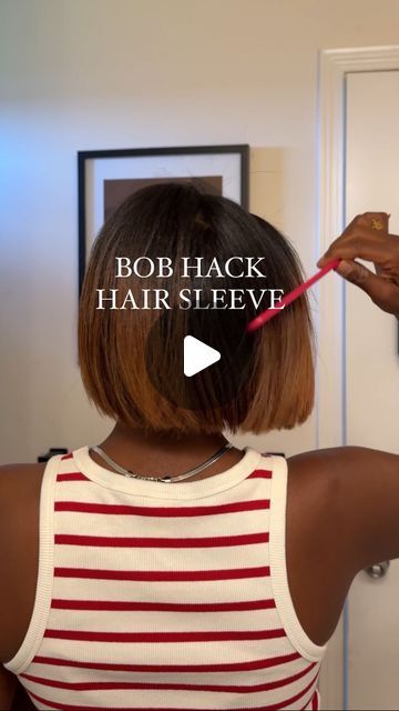 Claire Adekanye | Natural Hair on Instagram: "How I maintain my bob at night ✨💤💕  I’m officially learning how to style and keep this bob bobbing in 90+degree weather lol. How do yall maintain a silk press in the summer??  I really like this breathable sleeve. I sometimes sweat at night but this has kept my head cool! It’s not tight at all and it’s easy to put on. #bobhaircut #hairtutorial #hairhack  Products : hair wrap is created by @michelenathanssalon 💕💕" How To Sleep With A Bob Hairstyle, Natural Silk Press Bob, Products For Silk Press Natural Hair, Silk Press Before And After, Maintain Silk Press Natural Hair, Natural Hair Down Styles, Silk Press Fine Natural Hair, Loose Wave Hairstyles For Black Women, Short Bobs Black Women