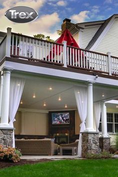 Backyard Ideas Under Deck, Hidden Jacuzzi Outdoor, Outdoor Living Space Under Deck, Screened In Porch Under Deck Ideas, Indoor Deck Ideas, Covered Patio Under Deck, Underneath Patio Ideas, Upper Deck Ideas Second Story Screened In Porch, Sunroom Under The Deck