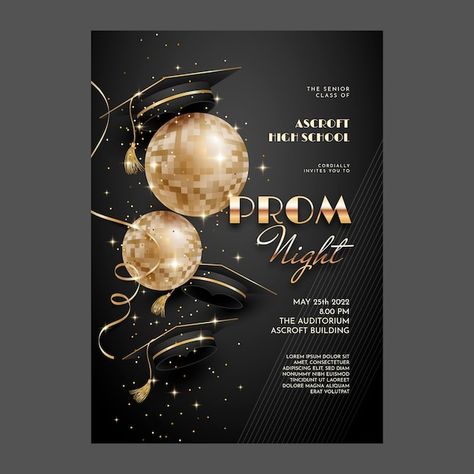 Prom Invitations Templates, School Invitation Card Design, Prom Invitations Ideas, Prom Poster Design, School Invitation Card, Prom Poster, Prom Invites, Prom Posters, Template Graduation