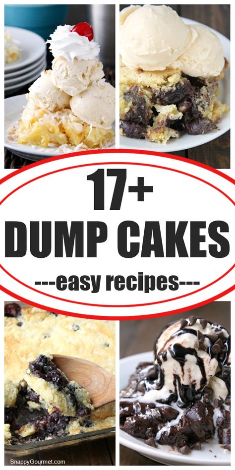 Easy Dump Cake Recipes, Dump Cake Recipes Chocolate, Easy Dump Cake Recipe, Recipes Using Cake Mix, Peach Dump Cake, Blueberry Dump Cakes, Cake Mix Desserts, Warm Desserts, Dump Cakes