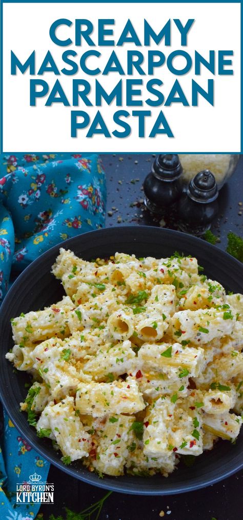 When it comes to cream sauce and pasta, nothing beats this Creamy Mascarpone Parmesan Pasta! The creamiest of them all, this sauce is prepared with both mascarpone and parmesan cheese, seasonings, and fresh lemon juice. Topped with toasted breadcrumbs for taste and texture, this quick and easy meal is simply delicious! #mascarpone #parmesan #pasta Pasta With Peas And Parmesan, Recipes With Mascarpone Cheese, Slow Cooker Pasta Recipes, Instant Pot Pasta Recipe, Friends Recipes, Traditional Italian Dishes, Parmesan Pasta, Pasta Salad Italian, Pasta Pasta