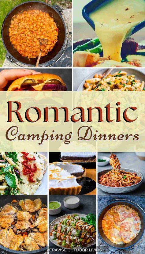 Camping Food For Couples, Romantic Campfire Dinner, Camping Dinner For 2, Elegant Camping Meals, Dinner Over Campfire, Camping Food For Two, Dinner For Camping Ideas, Romantic Camping Meals For Two, Romantic Cabin Dinner Ideas