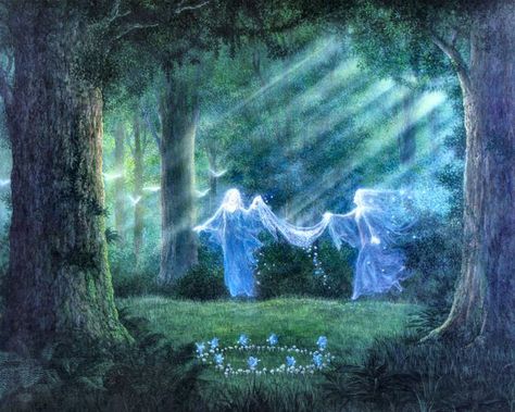 Dance of the Nature Spirits by Gilbert Williams Faeries Aesthetic, Gilbert Williams, Ethereal Paintings, Kunst Inspo, Art Visionnaire, Hula Hooping, Canvas Aesthetic, 동화 삽화, Surfer Magazine