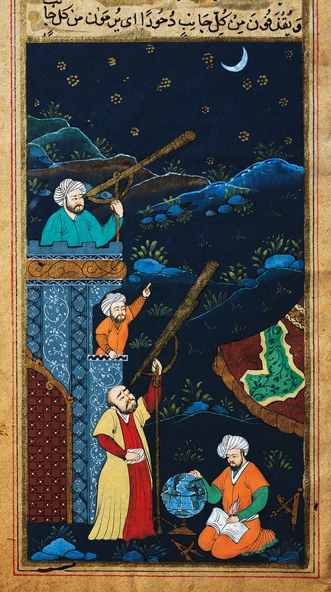 Fake miniatures depicting Islamic science have found their way into the most august of libraries and history books. How? Seni Arab, Middle Eastern Art, Illustration Kunst, Persian Art Painting, Persian Miniature, Kunst Inspiration, Iranian Art, Islamic Paintings, Eastern Art