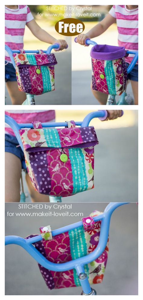 Bicycle Bucket Free Sewing Pattern Holiday Hand Towels, Diy Sy, Projek Menjahit, Start Sewing, Sew Ins, Handlebar Bag, Fabric Purses, Sewing Projects For Kids, Small Sewing Projects