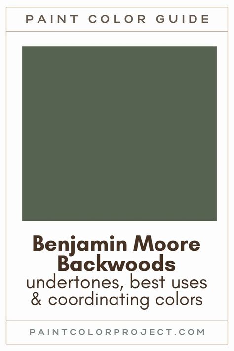 Looking for the perfect dark green paint color for your home? Let’s talk about Benjamin Moore Backwoods and if it might be right for your home! Nicolson Green Benjamin Moore, Forest Green Paint Color Behr, Cabin Green Paint, Dark Green House Colors Exterior, Backwoods Color Palette, Fairmont Green Benjamin Moore, Bm Dark Green Paint Colors, Mallard Green Benjamin Moore, Bm Boreal Forest