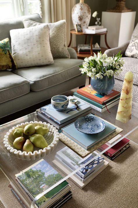 How To Arrange And Style Coffee Table Books, According To Designers Coffee Table Layering, Styling Living Room Table, Styling Glass Coffee Table, Glass Coffee Table Styling Rectangle, Coffee Table Books Styling, Styled Coffee Table, Styling A Round Coffee Table, Rectangular Coffee Table Styling, Decorate Coffee Table Ideas