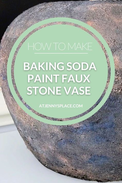 How To Paint A Vase To Look Like Kirkland's - At Jenny's Place How To Make Vases Look Like Pottery, How To Paint Over Ceramic Vase, How To Paint A Vase To Look Like Stone, Diy Aged Vase, Volcanic Glaze Recipe, Vase Makeover Diy, Diy Pottery Barn Decor, Textured Vases, Pottery Barn Decor