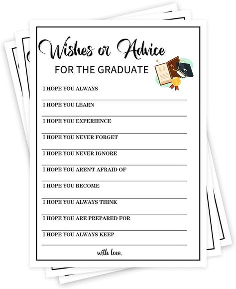 Amazon.com: UBLURO Wishes & Advice for The Graduate Game, Fun Graduation Party Games, Graduation Party, Sorority Event Decoration Supplies - 20 Game Cards : Home & Kitchen Graduation List Things To Do, 2025 Graduation Party, Games For Graduation Party, Grad Party Games Outdoor, Graduation Games Ideas, Home Graduation Party Ideas, Graduation Party Games Activities, Grad Games, Fun Graduation Party Ideas