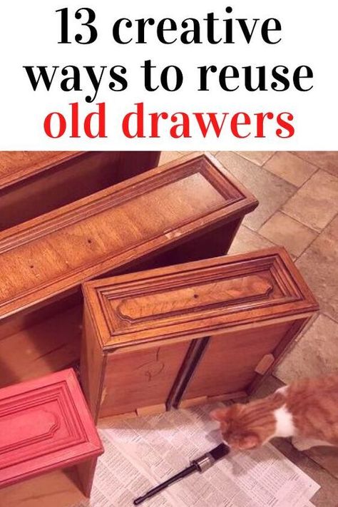 Drawers Repurposed Diy, Upcycle Drawers, Drawer Ideas, Drawers Repurposed, Old Dresser Drawers, Decorate On A Budget, Sewing Machine Drawers, Repurposed Dresser, Old Chest