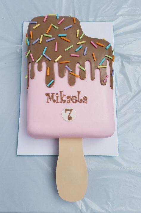 Ice Lolly Cake, Sheet Cake Ice Cream Theme, Ice Cream Shape Cake, Popsicle Theme Cake, Cake Ice Cream Cones, Ice Cream Cone Shaped Cake, Birthday Cake Ice Cream Theme, Ice Cream Theme Sheet Cake, Ice Cream Shaped Cake