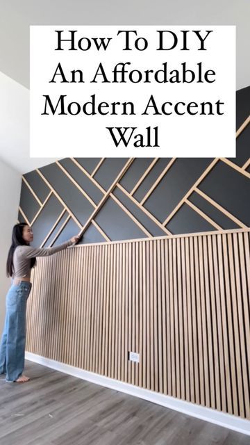 Wood Slat Headboard, Wood Accent Wall Bedroom, Modern Accent Wall, Slat Headboard, Wood Wall Design, Feature Wall Bedroom, Accent Wall Designs, Wood Slat Wall, Diy Accent Wall