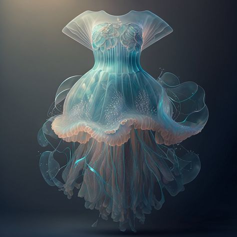 Ocean Themed Dresses, Ocean Themed Dress, Sea Moodboard, Underwater Kingdom, Movement Fashion, Jellyfish Pictures, Ocean Dress, Photo Frame Crafts, Fashion Design Classes