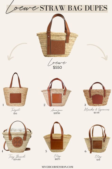 Is the Loewe Straw Bag Worth It? My Honest Answer Plus the Best Dupes to this Iconic Bag - MY CHIC OBSESSION Loewe Pochette Raffia Bag Outfit, Straw Bags For Summer Outfit, Straw Tote Bags Outfit, Straw Bags For Summer 2023, Loewe Straw Bag Outfit, Loewe Raffia Bag Outfit, Loewe Summer Bag, It Bags 2023, Summer Handbags 2023