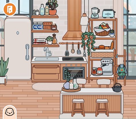 You can ask me any question ✨✨ Modern Mansion Kitchen, Toca Boca Kitchen, Loft Aesthetic, Mansion Kitchen, Mansion Aesthetic, Free House Design, Downtown Lofts, Aesthetic Apartment, Loft Kitchen