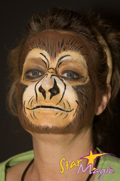 Monkey Facepainting, Monkey Face Paint, Monkey Makeup, Costumes With Masks, Makeup Fantasi, Mime Face Paint, Animal Face Paintings, Masks Kids, Monkey Costumes