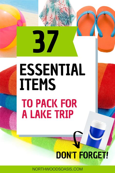 Packing for a lake trip can be a huge task. Yes, you might only be gone a few days. But you want everything ready for an awesome vacation. You don�’t want to be stuck without your swimsuit or sunscreen because it was buried in the back of your closet. Make your trip easier by including these 37 essentials on your lake trip packing list! Lake Essentials Packing Lists, Lake House Essentials Summer, Lake Camping Packing List, Weekend Lake Trip Outfits, Lake House Packing List, Lake Packing List Summer, Boat Packing List, Lake Weekend Packing List, What To Bring To The Lake