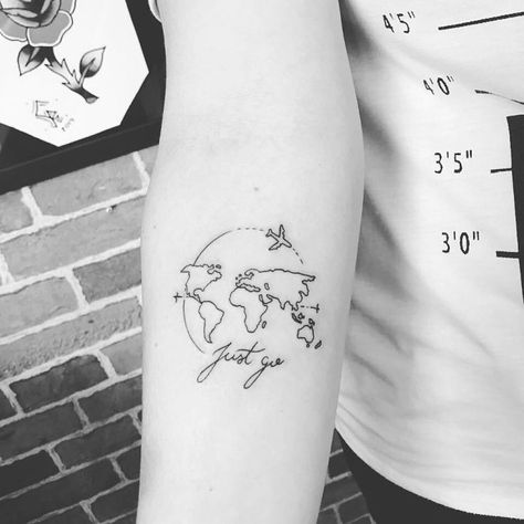 Travel Tattoos Fernweh Tattoo, World Map Tattoos, Wanderlust Tattoo, Map Tattoos, Foot Tattoos For Women, Inspiration Tattoos, Cat Tattoos, Disney Tattoo, Butterfly Tattoos