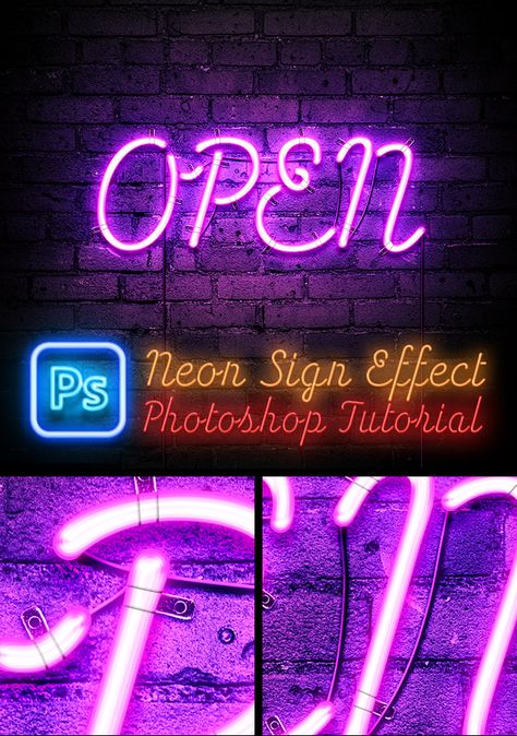 Neon Light Graphic Design, Neon Effect Photoshop, Photoshop Tutorial Text, Photoshop Video Tutorials, Glowing Effect, Light Font, Photoshop Video, Effect Photoshop, Photoshop Text