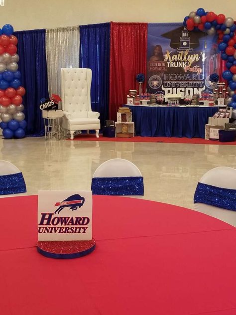 Hbcu Graduation Party, Howard Graduation Party, Howard University Graduation Party, College Send Off Party Ideas, Trunk Party Ideas College, Graduation Party Planner, End Of School Party Ideas, Hbcu Colleges, College Bed