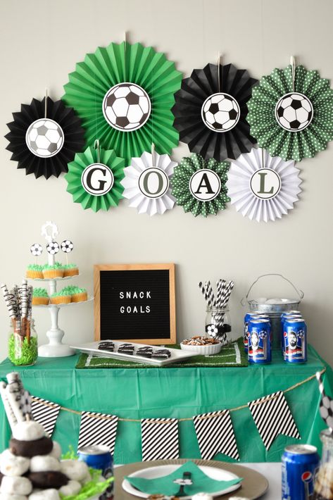 Soccer Birthday Theme, Soccer Decorations, Pepsi Products, Soccer Party Decorations, Soccer Theme Parties, Football Theme Birthday, Home Decor Budget, Practical Home Decor, Football Party Decorations