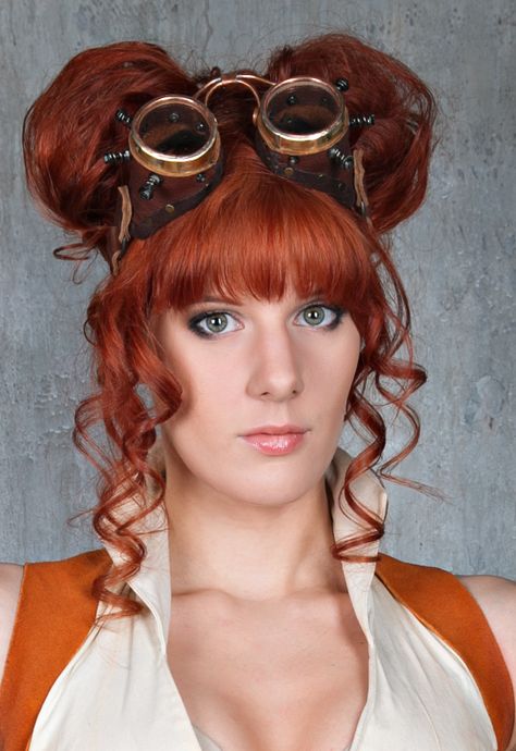 Steampunk Makeup, Steampunk Hairstyles, Fancy Braids, Costume Carnaval, Mode Steampunk, Steampunk Couture, Steam Girl, Arte Steampunk, Victorian Hairstyles