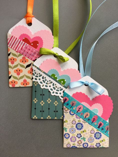 Scrapbook Paper Crafts Diy, Kerajinan Diy, Scrapbook Embellishments Diy, Make Craft, Embellishment Diy, Gift Tags Diy, Handmade Gift Tags, Diy Tags, Handmade Tags