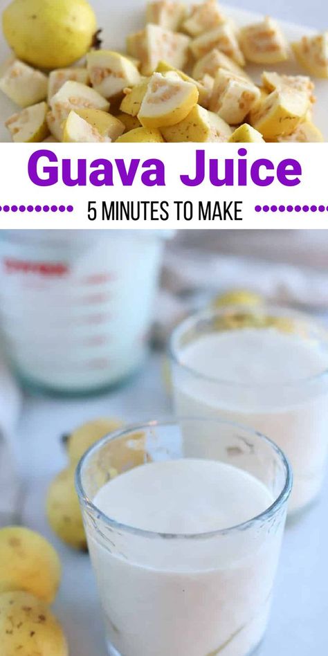 Guava Juice Recipe, Guava Smoothie, Guava Drink, Guava Recipes, Island Recipes, Guava Juice, Juicing With A Blender, Homemade Juice, Strawberry Juice