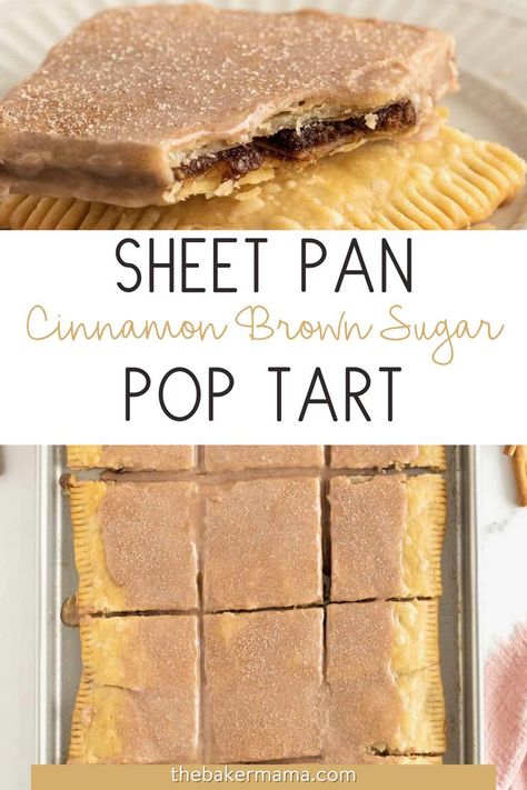 For a slumber party or a special breakfast treat, this Sheet Pan Cinnamon Brown Sugar Pop Tart can’t be beat! Warm cinnamon brown sugar filling in a flaky crust topped with cinnamon sugar icing–there’s plenty sugar and spice to go around. This giant treat brings so much fun and yum to the breakfast table! The oversized flaky crust is just brimming with warm cinnamon brown sugar filling and topped with a cinnamon sugar icing. Everyone is sure to love all that sugar and spice! Brown Sugar Pop Tarts, Sugar Pop, Pop Tart, Sugar Icing, Cinnamon Brown, Homemade Snacks, Breakfast Dishes, Cinnamon Sugar, Sweets Treats