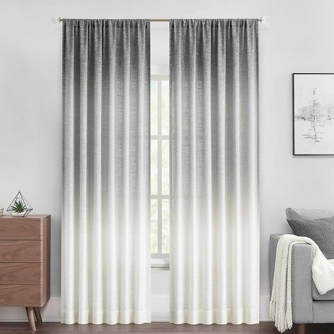 Amazon.com: Vision Home Grey Ombre Window Curtains Linen Texture Gradient Light Filtering Semi Sheer Curtains 84 inch Length for Living Room Bedroom Rod Pocket,Cream White to Gray,50" Wx84 L Each,2 Panels : Home & Kitchen Grey And White Curtains, Bedroom Cream, Blue And White Curtains, Cream Drapes, Drapery Treatments, Ombre Curtains, Gradient Light, Gradient Print, Drape Panel