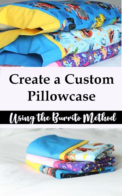 How to create a custom pillowcase using the burrito method or in other words, a burrito pillowcase. Burrito Pillowcase, Holiday Hand Towels, Pillows Diy, Burlap Ideas, Fat Quarter Projects, Custom Pillow Cases, Beginner Sewing Projects Easy, Pillowcase Pattern, Sewing Pillows