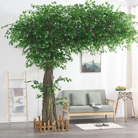 PRICES MAY VARY. Artificial green banyan trees are not only reallistic like real tree, and they will not fade or withered after a long time of use, artificial plants & flowers are petit, elegant, colorful, and look gorgeous. You can use Artificial green banyan trees to enrich your home decoration, it can bring you happiness and beauty wherever you put it. Premium Material: This Artificial green banyan trees is Crafted from premium quality, durable and environment-safe material. High-quality Buju Floor Living Room, Tree Interior, Tree Artificial, Room Green, Banyan Tree, Artificial Trees, Real Tree, Living Room Green, Design Coffee