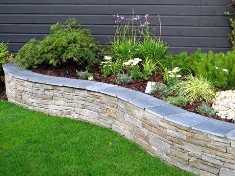 Small Garden Bed Ideas, Stone Raised Beds, Stone Flower Beds, Raised Flower Beds, Landscaping Retaining Walls, Garden Flower Beds, Front Yards, Stone Planters, Rock Garden Landscaping