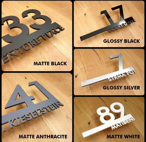 Modern House Number Sign, Modern House Numbers Sign, Name Plate Design, Custom House Numbers, Door Plate, Laser Cut Wood Crafts, Metal House Numbers, Short Vacation, Address Signs