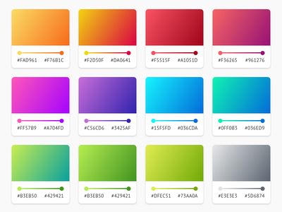 Gradient set free download Sketch app Dusty Pastels, Bio Pool, Color Harmonies, Flat Color Palette, Gradient Color Design, Desain Ui, Color Design Inspiration, Color Mixing Chart, Hex Color Palette