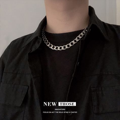 Goth Necklace, Stainless Steel Chain Necklace, Neck Choker, Unisex Necklace, Estilo Hip Hop, Estilo Punk, Long Chain Necklace, Neck Chain, Chain Necklaces