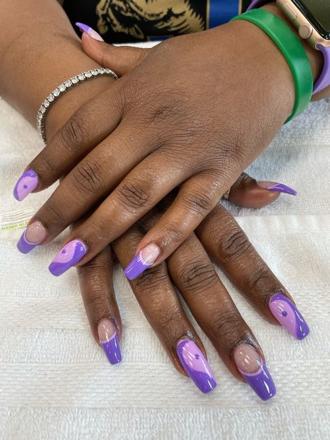 Purple And Green French Tip Nails, Neon Purple Nails, Black And Purple Nails, Purple Nail Designs, Blue Acrylic Nails, Neon Purple, Neon Nails, Medium Purple, Nail Designs Spring